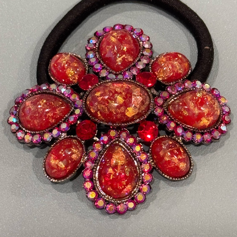 Cara New York Elegant Red and Purple Gemstone Hair Band Statement Accessory